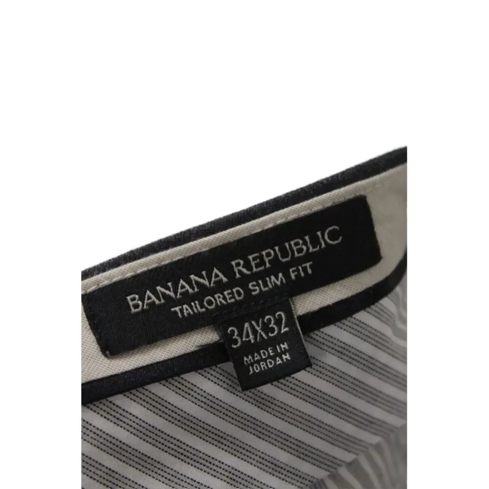 Banana Republic Mens Dress Pants Gray Wool Button Inseam 32 Size 34